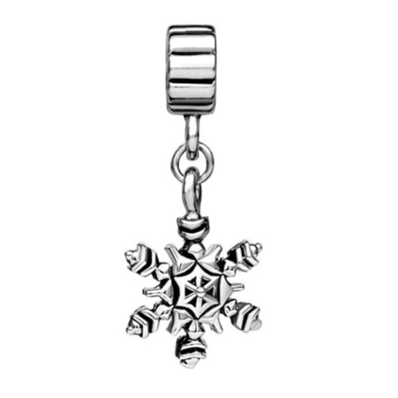 FREE S/H Pugster Christmas Winter Snowflake Dangle Charm - Fits Pandora - Picture 2 of 3